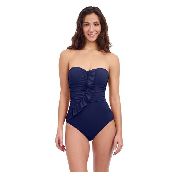 PROFILE BY GOTTEX TUTTI FRUTTI BANDEAU RUFFLE ONE PIECE SWIMSUIT US10 $138 - Picture 1 of 7